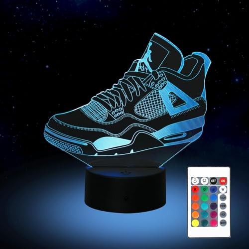 3D Sneaker LED Night Light, 7 Colors Changing Lamp with Remote Control, USB or