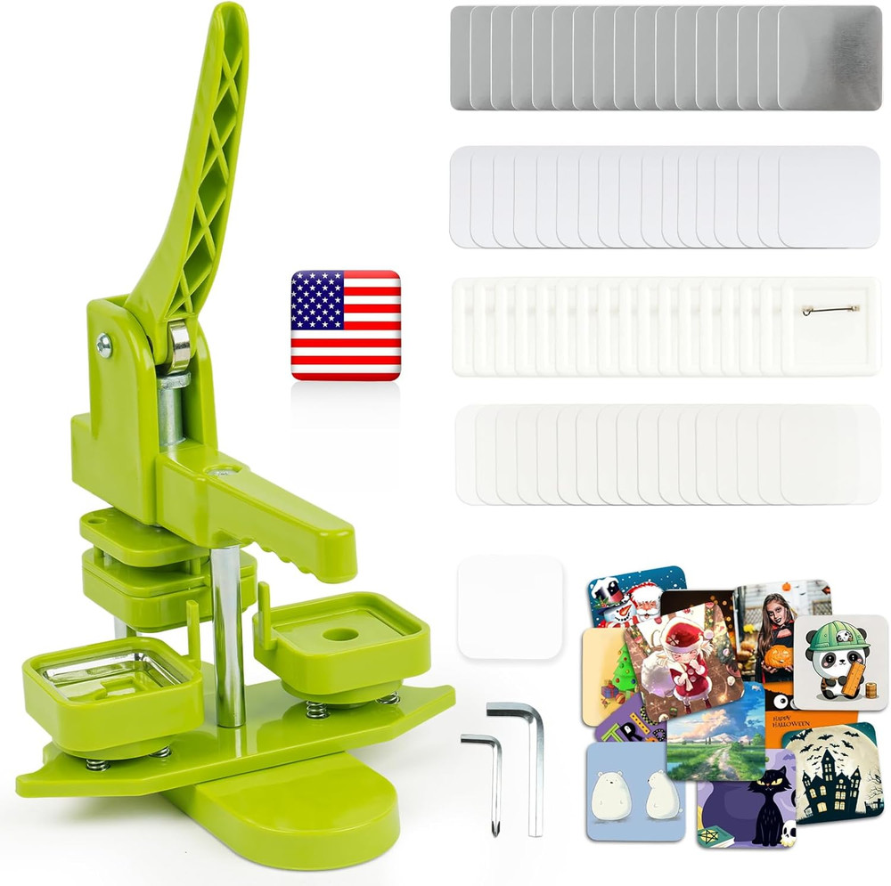 DIY Square Button Maker Kit with 100 Supplies - No Installation Needed!