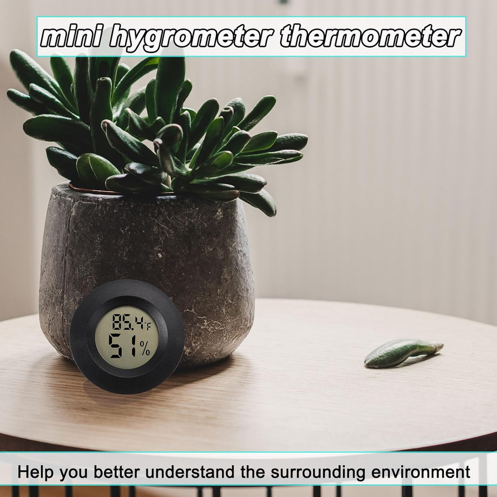 Mini Hygrometer Digital Thermometer Humidity Meter 2 Pack Black