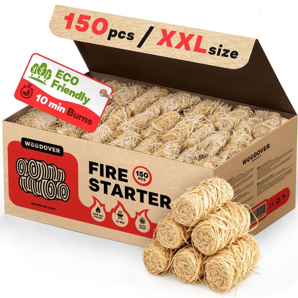 150 pcs Large Fire Starters for Fireplace, Natural Fire Starter for Campfires...