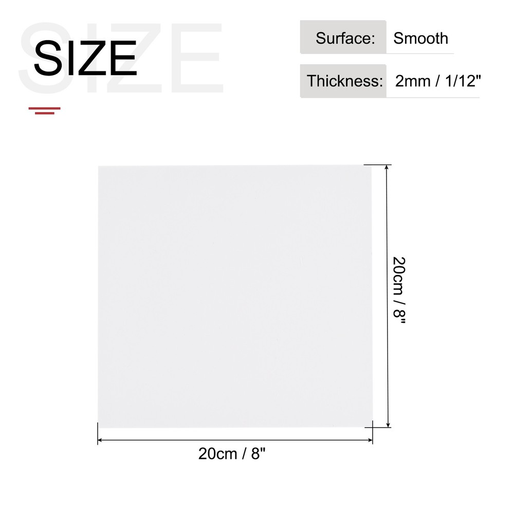 ABS Plastic Sheet 8 x 8 x 0.08" ABS Styrene Sheets White 3 Pcs