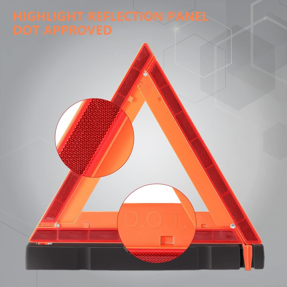 DOT Approved Safety Triangles Reflective for Vehicle Emergency Use 3 Pack