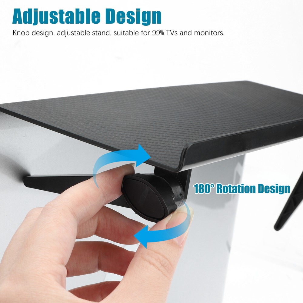 TV Computer Screen Set-Top Shelf, Desktop Storage Organizer, Adjustable Bracket