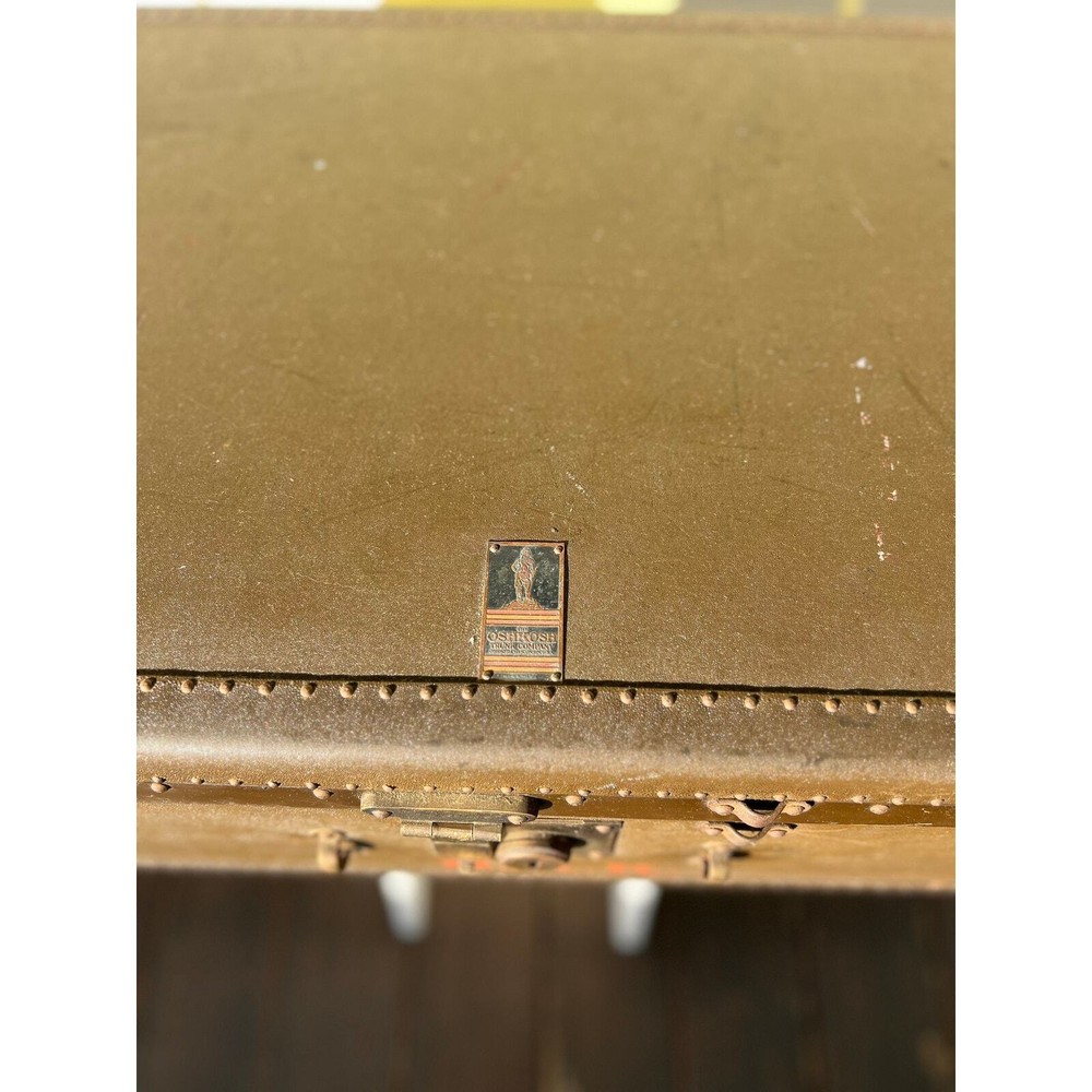 Vintage Oshkosh Steamer Trunk Suitcase