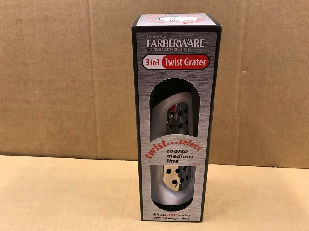 New In Box - Farberware 3-in-1 Twist Grater - Fine/Medium/Course