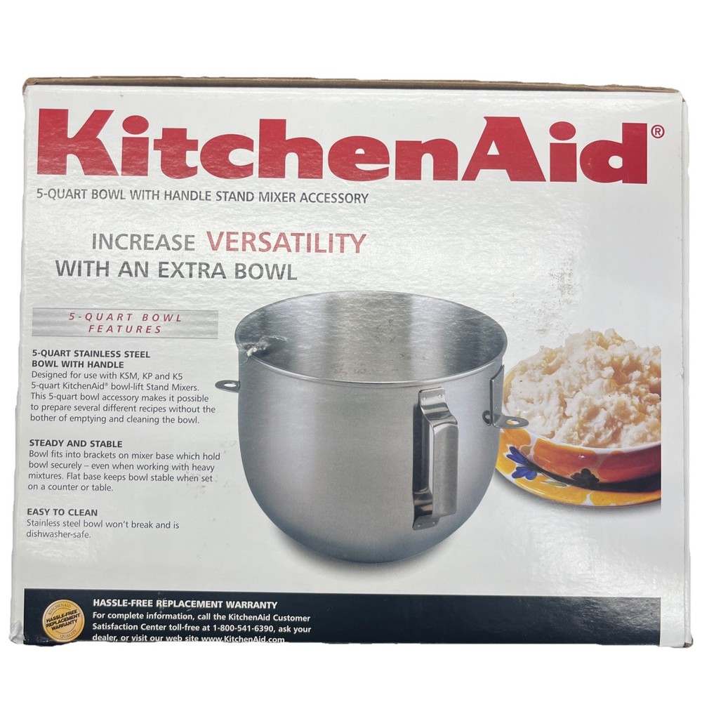 KitchenAid 5-Quart Stainless Steel Bowl with Handle for Mixers, Used