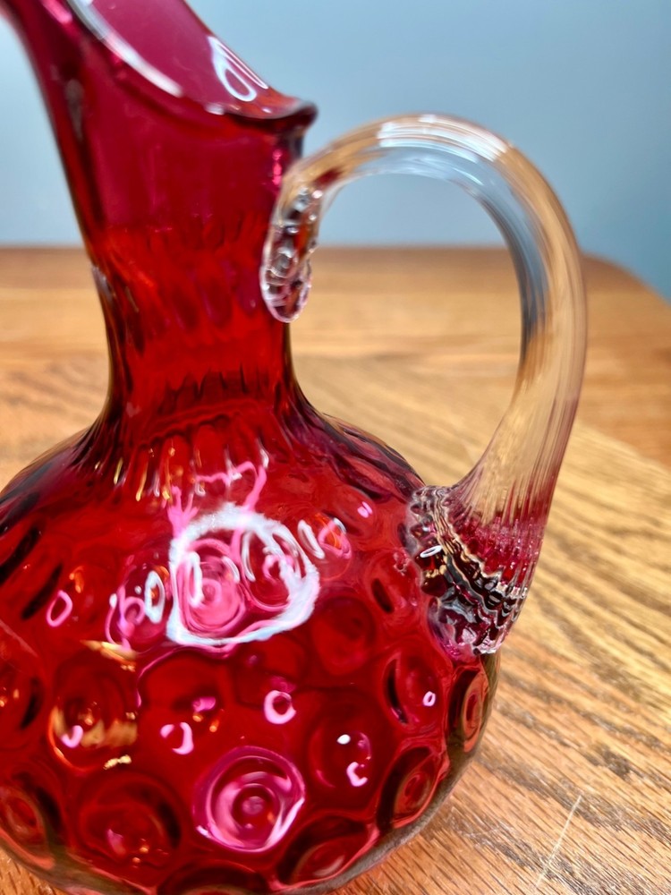 Fenton Cranberry Dot Optic Polka Dot Cruet No Stopper