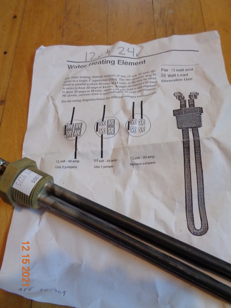 Low-Voltage Water Heating Element 12 or 24V
