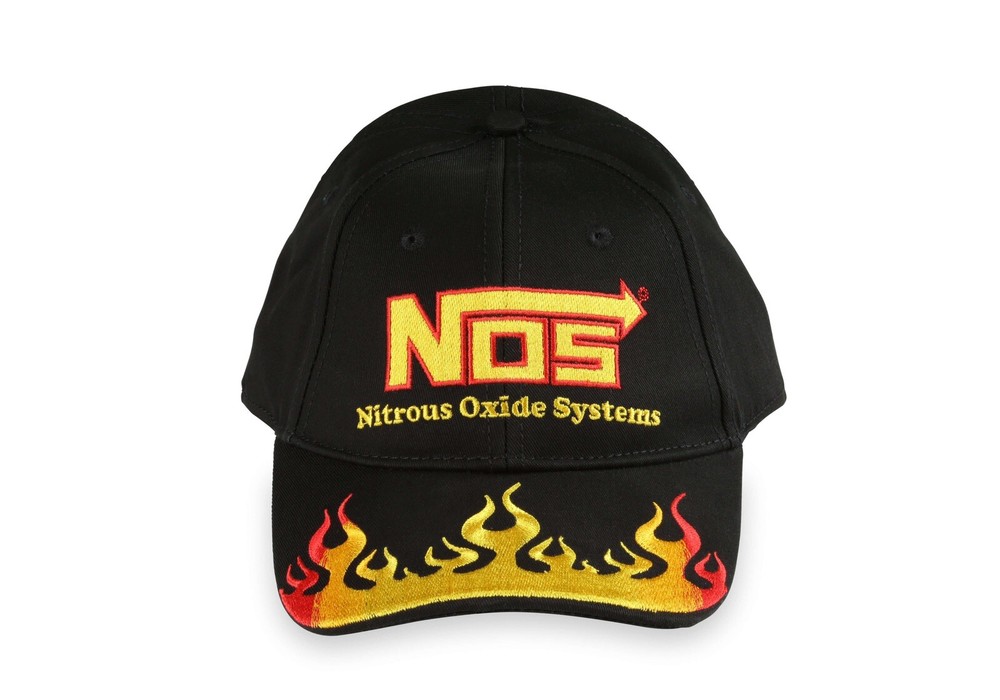 NOS Flamed Embroidered Adjustable Black Hat