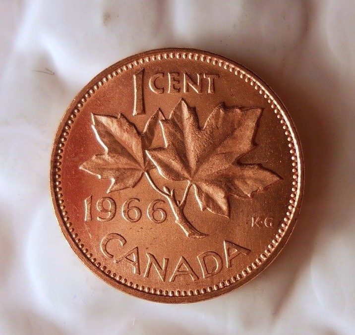 1966 CANADA CENT - AU/UNC RED - From Mint Roll - BARGAIN BIN #AAA