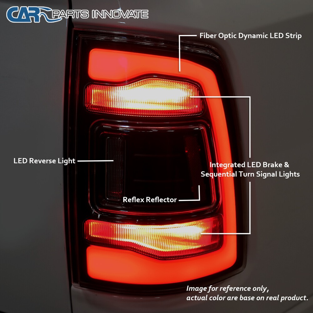 Fits 2013-2018 Ram 1500 2500 3500 Black/Smoke LED Tail Lights Sequential Signal