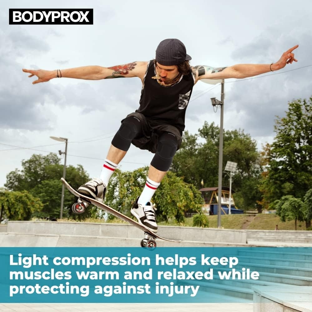 Bodyprox Protective Knee Pads, Thick Sponge Anti-slip, Small/Medium, Black