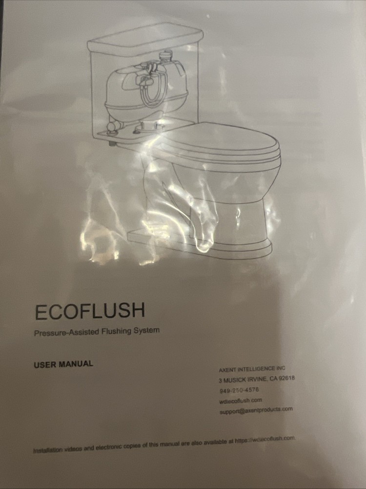 EcoFlush B8106S1.6 GPF (6 Lpf) Pressure Assisted Flush System Single Control ...