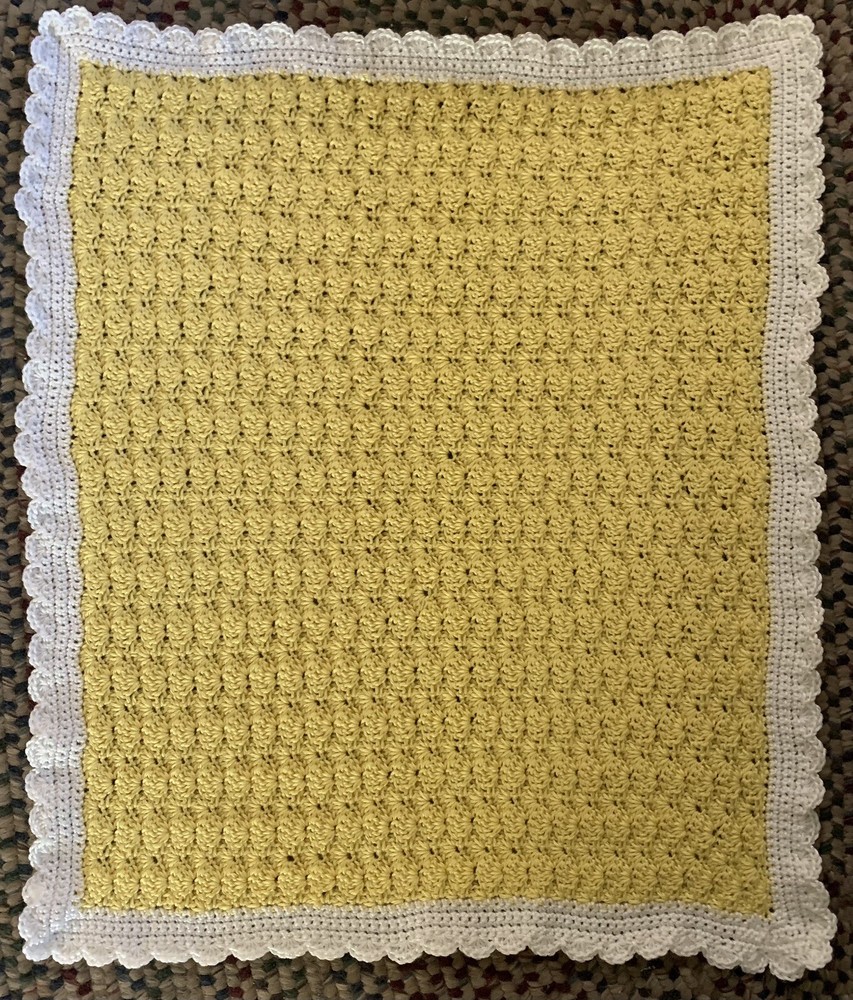 Handmade Crocheted Baby Blanket - Lemon Shells