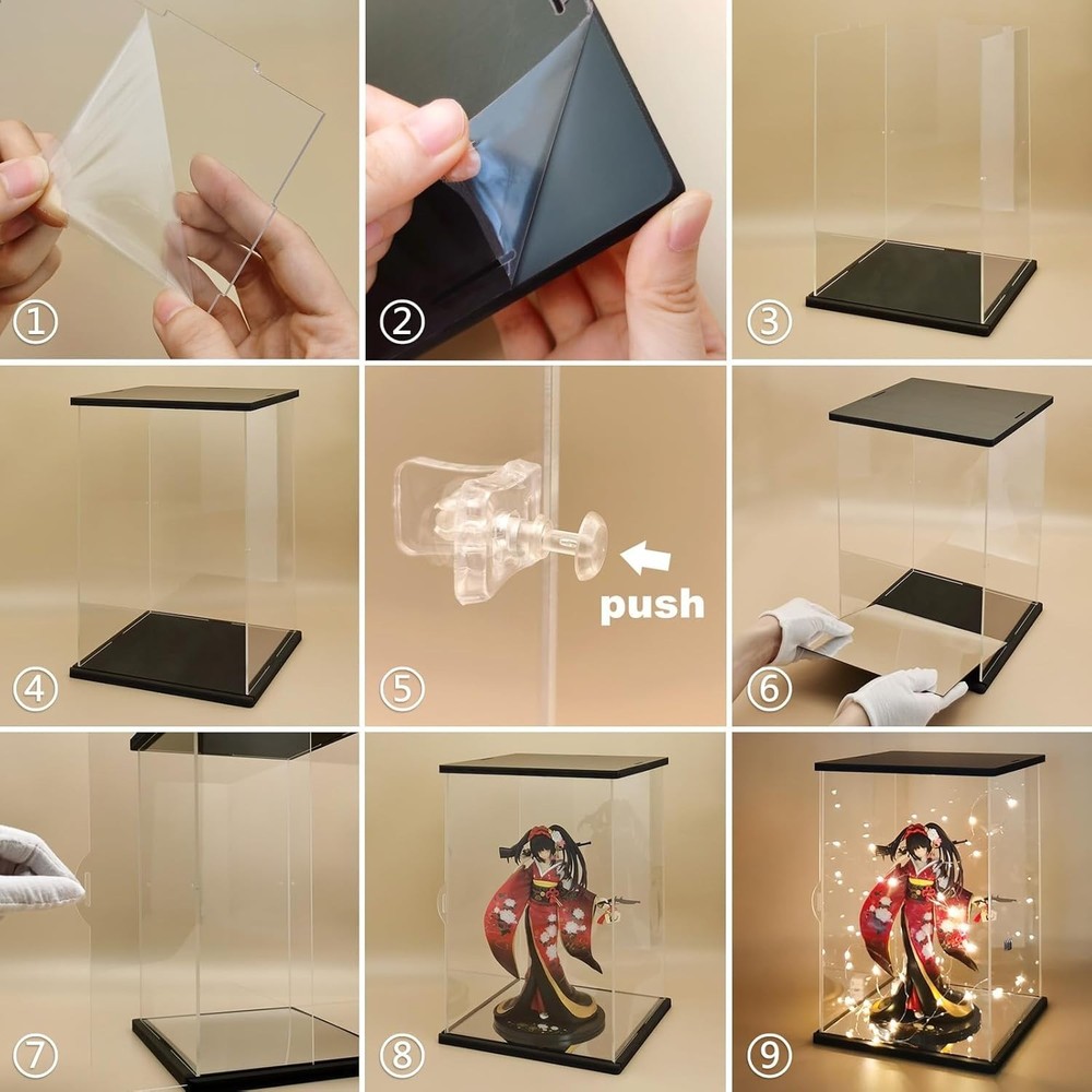 Clear Acrylic Display Case with Remote Control Light for 400% Bearbrick, Dust...