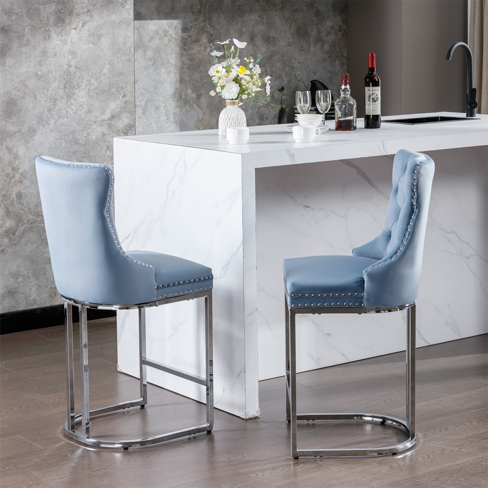 2PCS Bar Stools 26'' Modern Counter Height Barstools Kitchen Dining Chairs