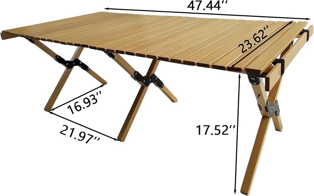 Multi Function Wooden Foldable Portable Patio Dining Table Natural Indoor Outdoo