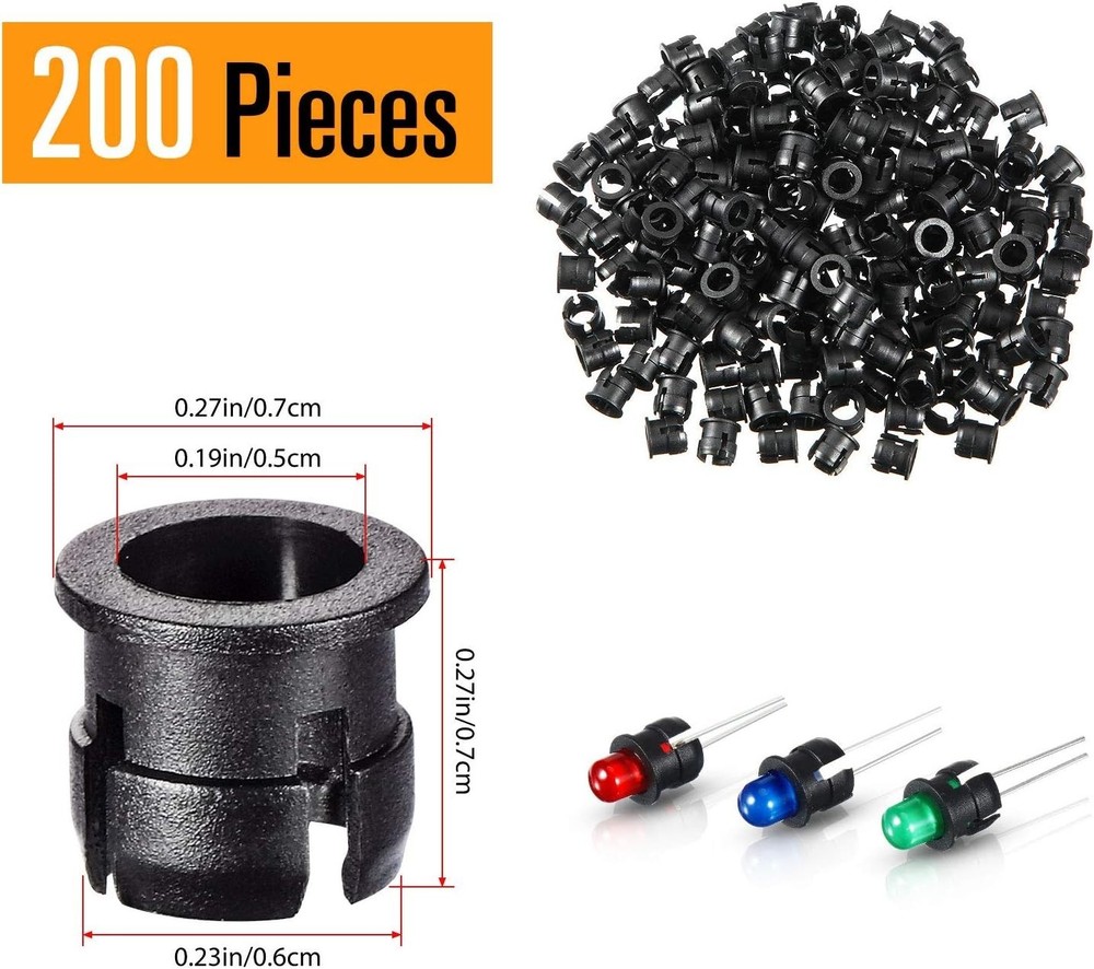 5mm LED Holder Bezel Mount Plastic Clips Panel Mount 200PCS DIY Components