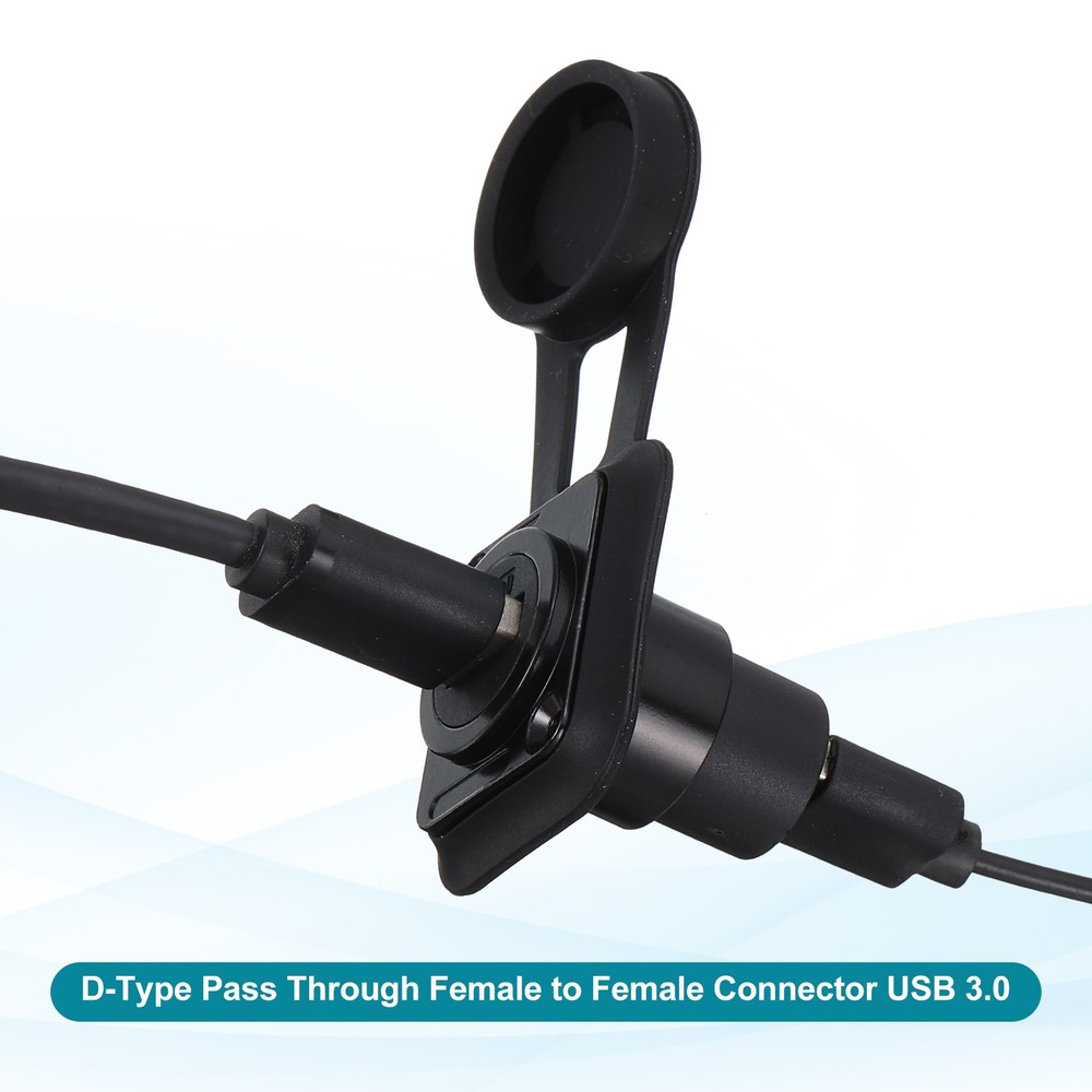 2Pcs USB 3.0 Panel Mount Coupler, D-Type USB Pass Through 5.0Gbps Black