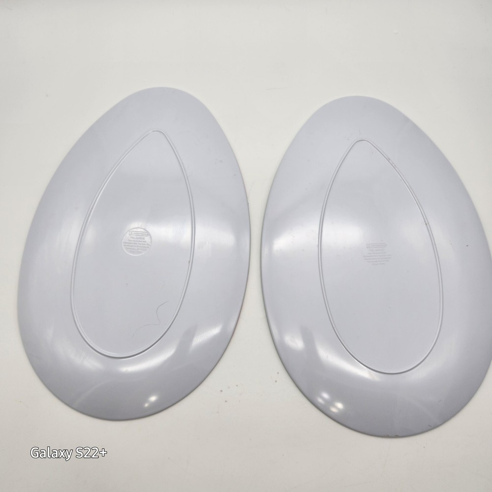 Melamine Egg-Shaped Easter Platters 14" x 9" Trays Deviled Cookies Cupcakes