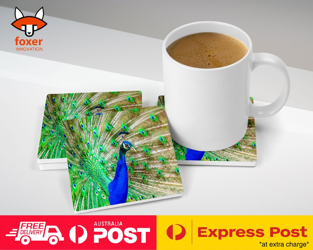 COASTER COFFEE DRINKING MAT|BEAUTIFUL PEACOCK BIRD #9
