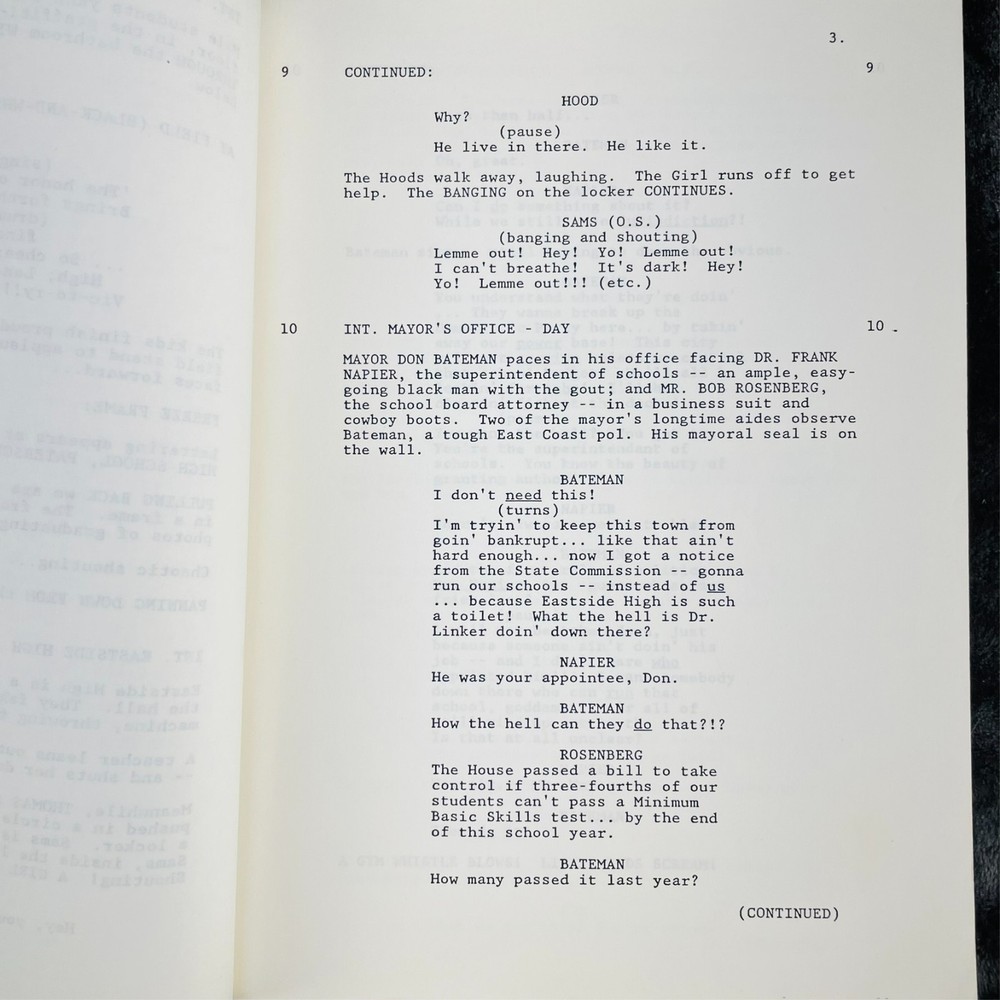 Lean On Me Screenplay Warner Bros 1988 Fifth Revised Draft Michael Schiffer
