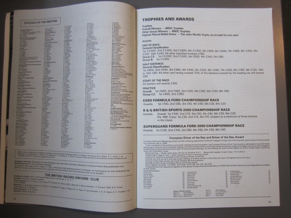 Silverstone 1000 KM World Endurance programme 12 May 1985