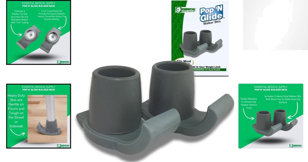 Comfort and Stability with Pop & Glide Walker Ski Glides - Universal Fit, 2 Pack