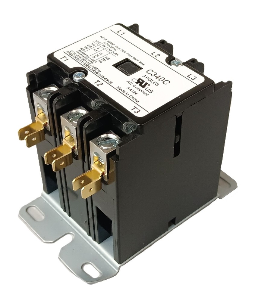 Definite Purpose Contactor, 3 Pole, 40 Amps, 208/240 Coil Voltage, C340C
