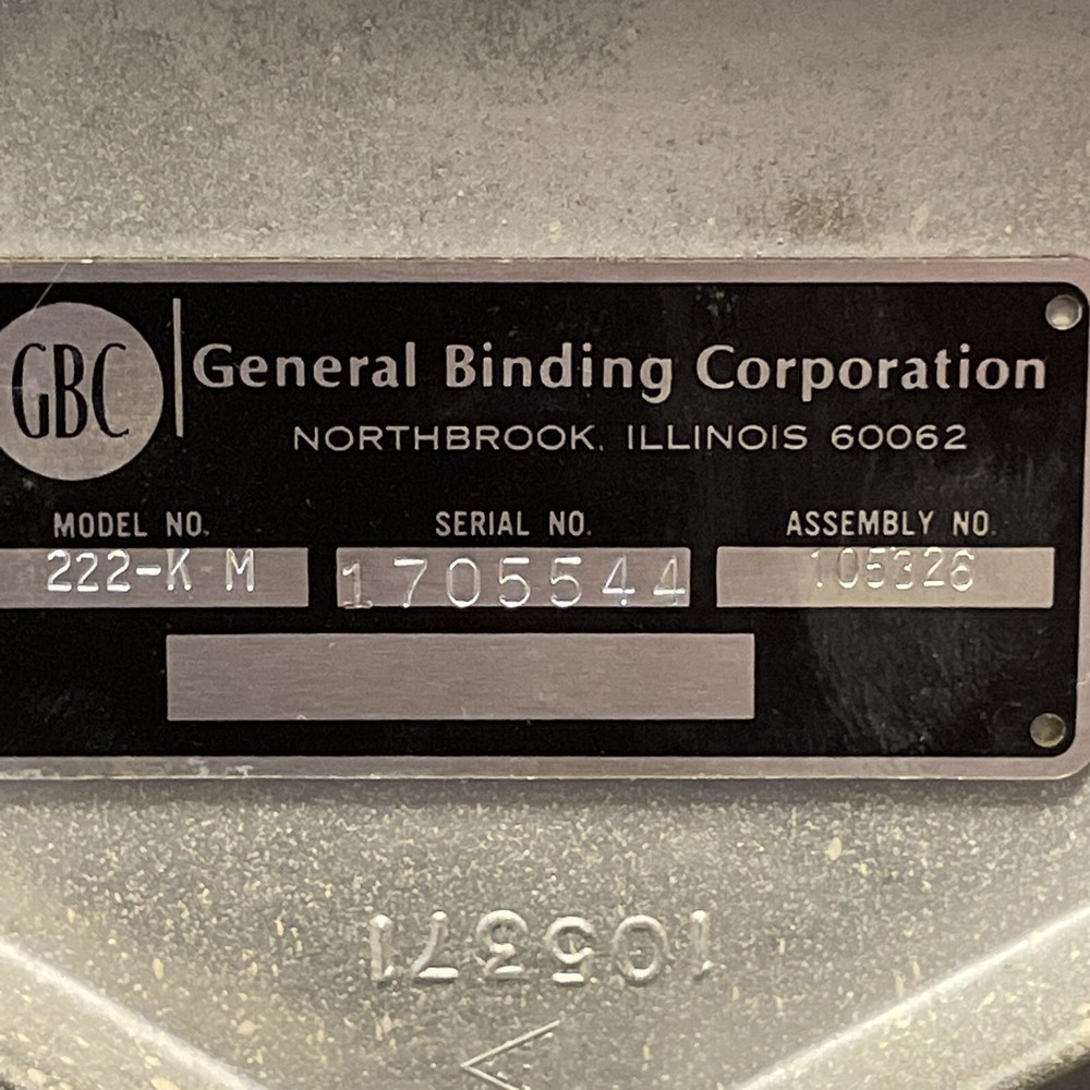 General Binding Corporation GBC Combo Binding Machine Model 222-KM