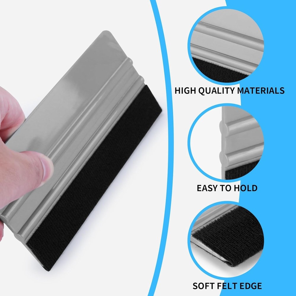 20 Pack Vinyl Wrap Squeegee 4 Inch / 6 Felt Edge Blue & Grey