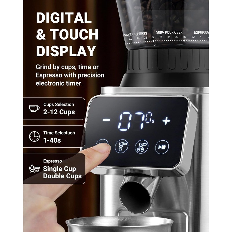 Coffee Grinder, Burr Coffee Bean Grinder for Home Use with 48 Precise