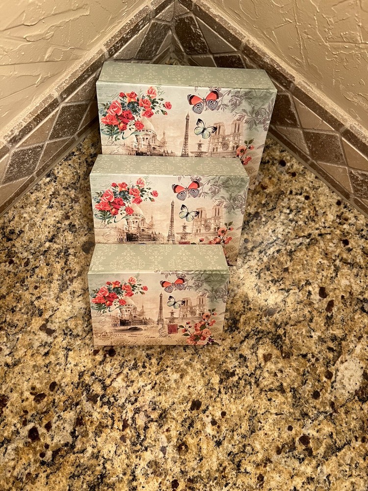 3 Paris themed nesting boxes