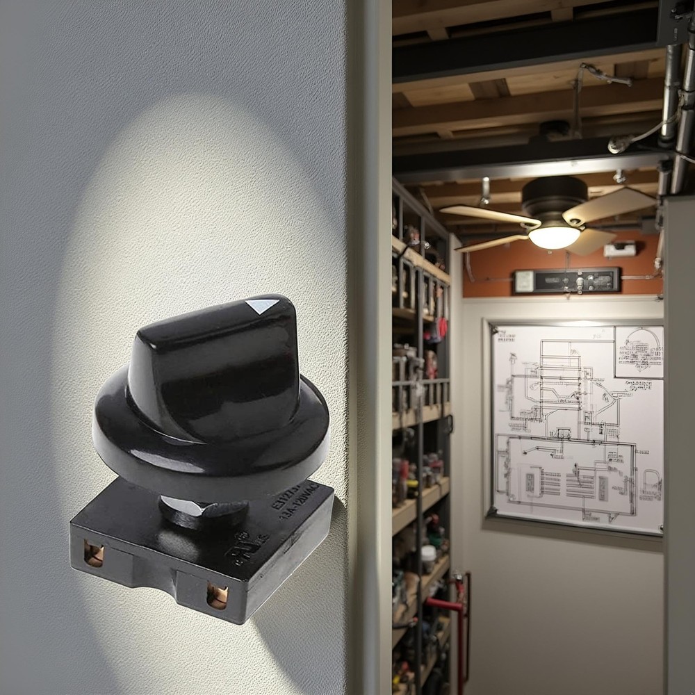 Black Fan Rotary Switch 4 Position 3 Speed Selector Switch Governor with Butt...