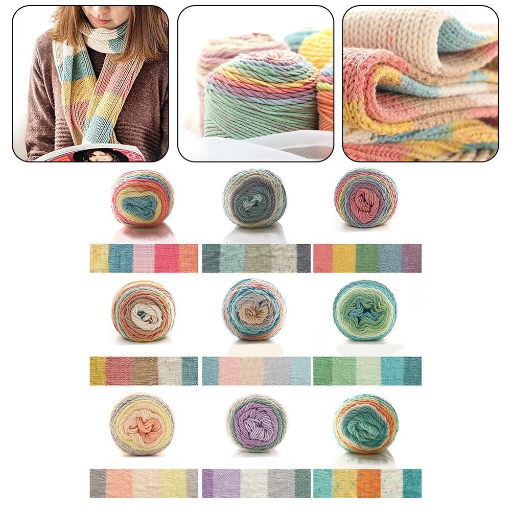 Hand Knitted Rainbow Effect Soft And Comfortable Unique Segment Dyeing Pattern