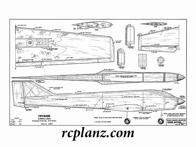 R/C AIRPLANE PLANS & PATTERNS: Tiporare 65" Wingspan - .60 RC Pattern Plane
