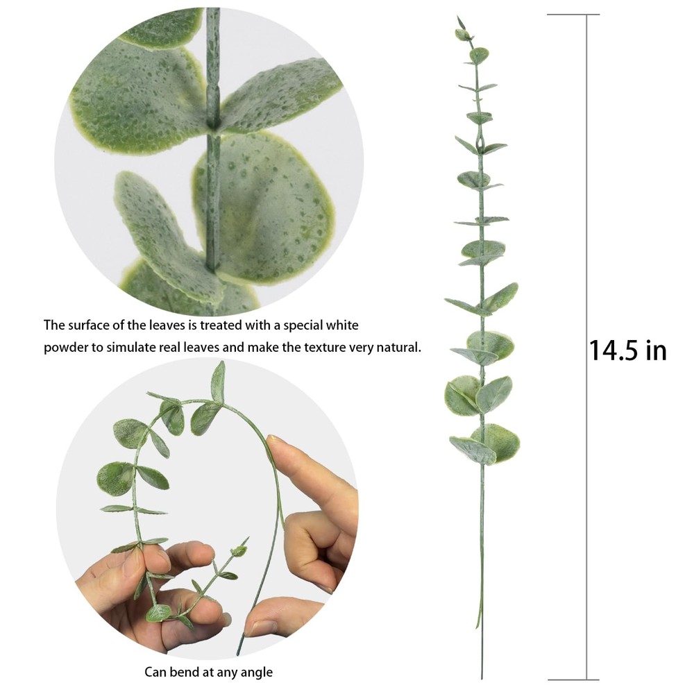 38pcs Eucalyptus Stems Artificial Eucalyptus Leaves Fake Greenery Branches Fa...