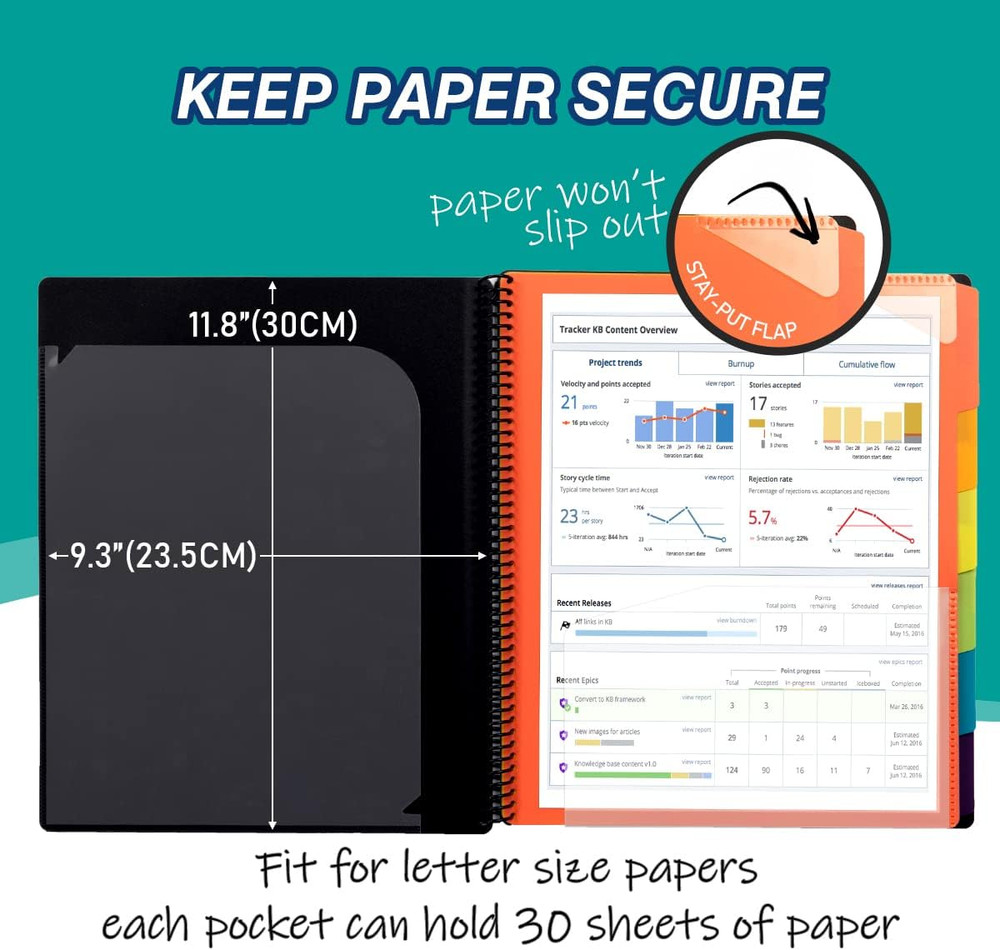 12 Pocket Poly Project Organizer, Spiral Multi Pocket Folder Organizer, Multi-Su