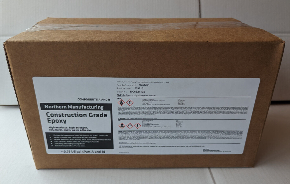 Construction Grade Epoxy paste adhesive Northern MFG 579215 components A B