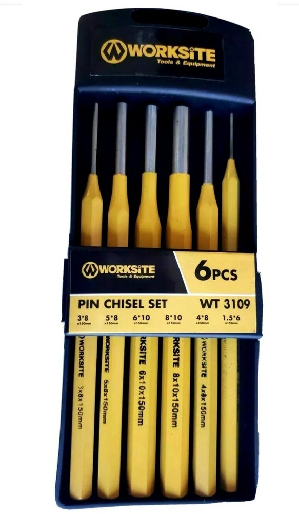 pin chisel set 6- pcs / worksite with Plastic Carrying Case.