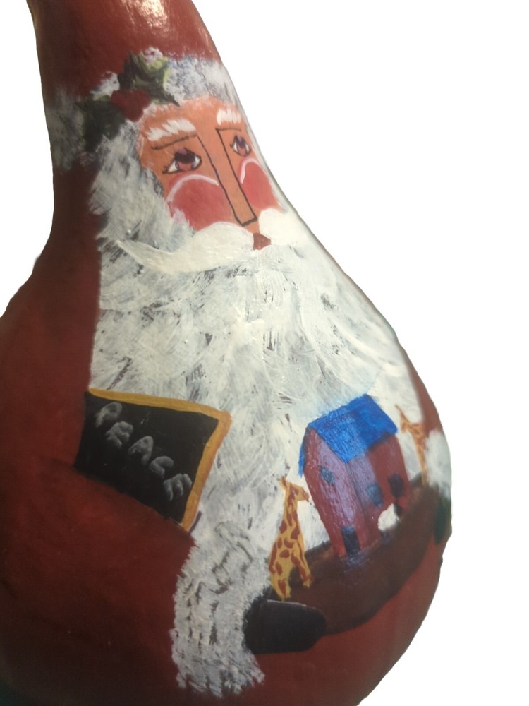 Primitive Hand painted Santa Gourd