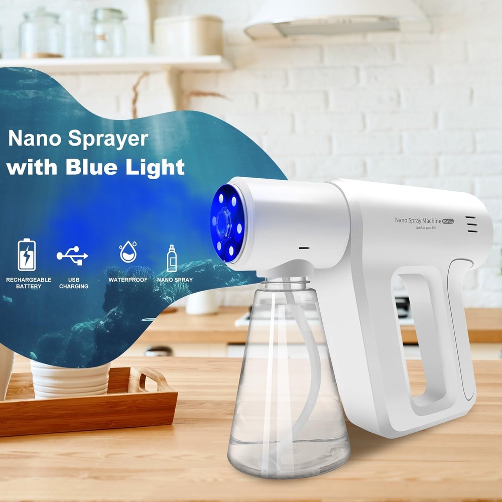 Atomizer Sprayer，Rechargeable ULV Nano Sprayer with Blue Light,Electrostatic ...