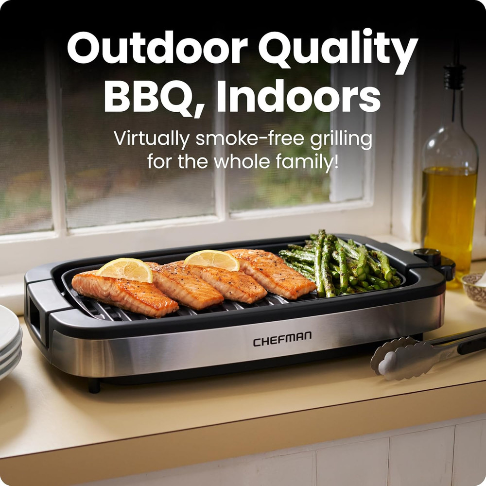 Smokeless Indoor Electric Grill, Extra Large Grilling Surface, Nonstick Table To