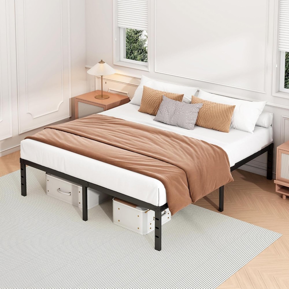 18 Inch Full Bed Frame Sturdy Metal Platform Full Size No Box Spring Needed