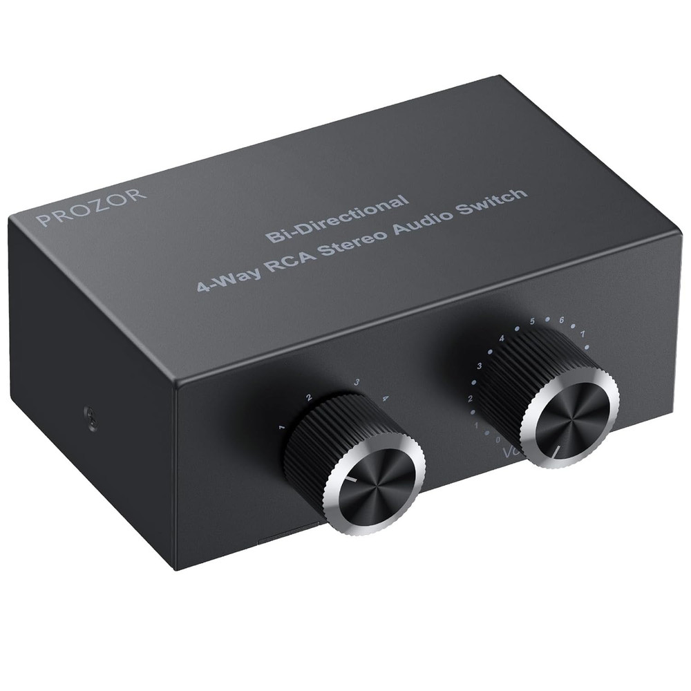 4 Way Bi-Directional Splitter - RCA Switch with Volume Control and Switch Button