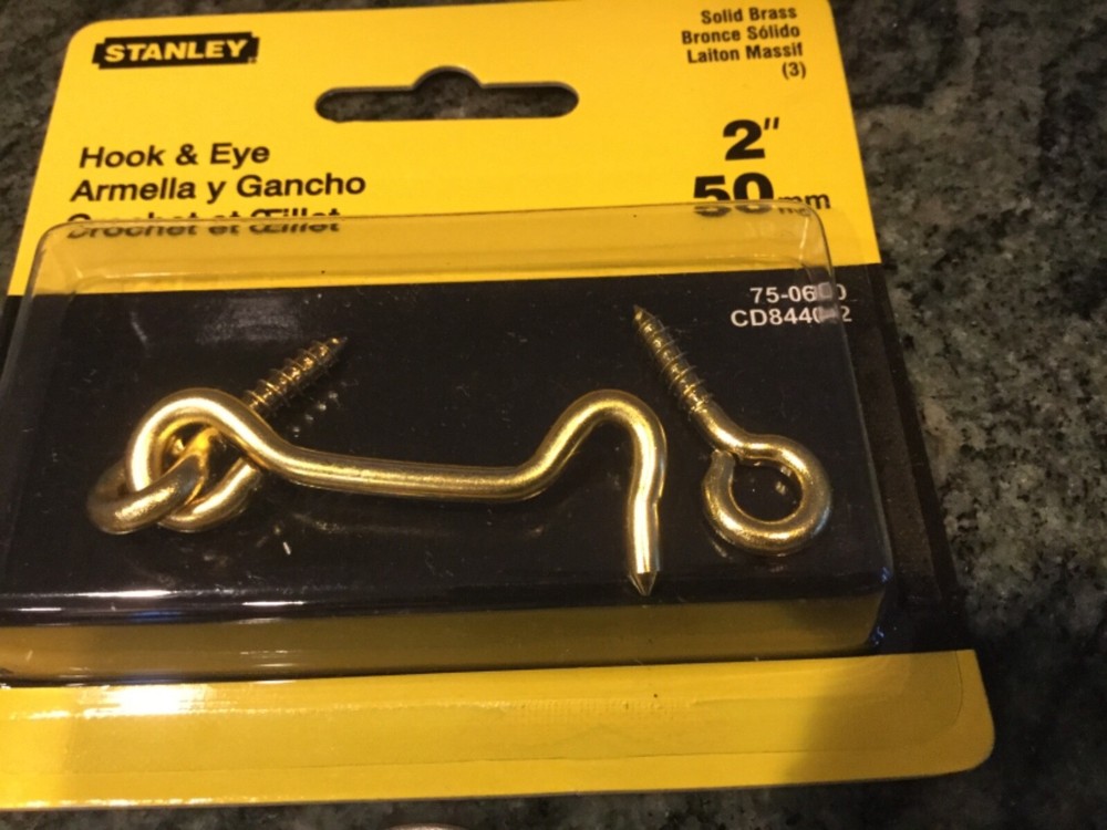 Stanley latch Hook Eye Solid Brass Latching Doors Gates 2" 75-0620 cabinet door