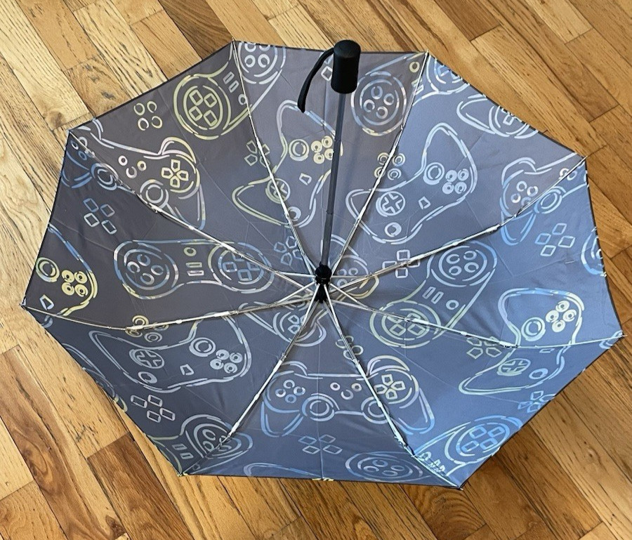 Sletend Gaming Gamepad Pattern Portable Folding Windproof Automatic Umbrella