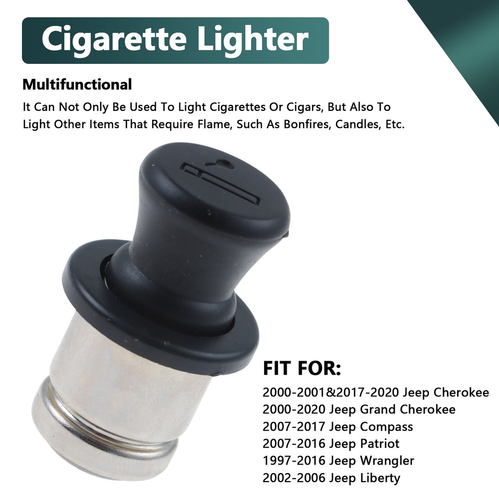 Instrument Panel Cigarette Cigar Lighter Knob Element for 1997-2020 Jeep