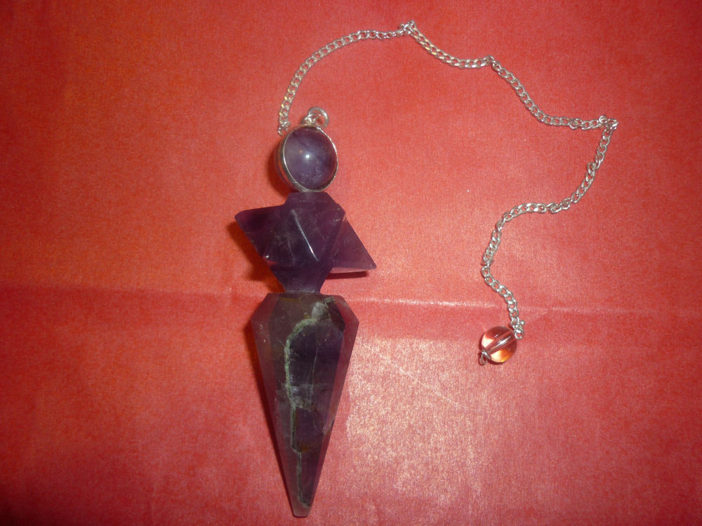 LARGE AMETHYST MERKABA BALL PENDULUM divination wicca dowsing