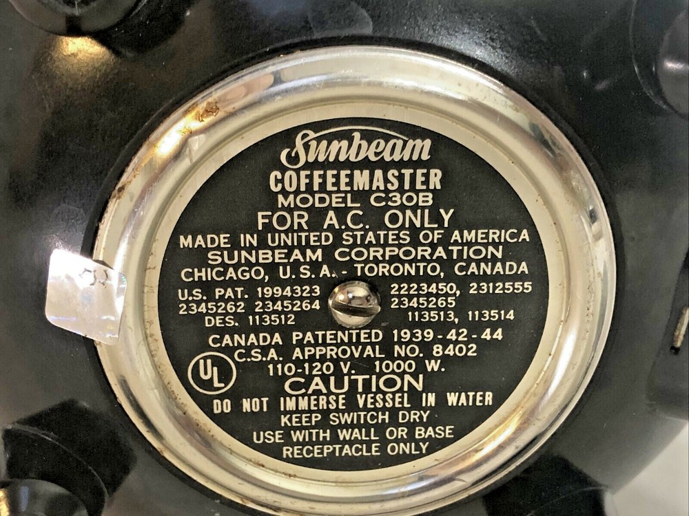 Vintage Sunbeam Coffeemaster C30B Base